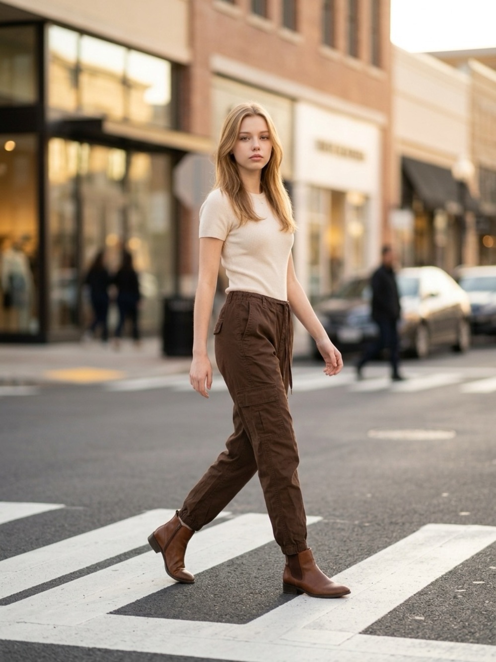 NWT- Polo Ralph Laurent Women's Relaxed Cargo Jogger Pants - Coop Brown Sz/M
